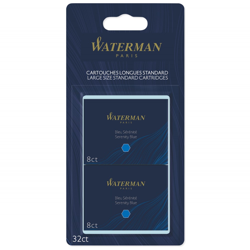 Waterman 32 Cartouches Longues pour Stylo Plume encre Bleu - MaxxiDiscount