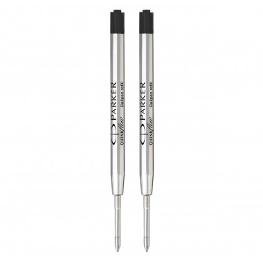 PARKER recharge bille Quinkflow, pointe moyenne, noire, blister X 2