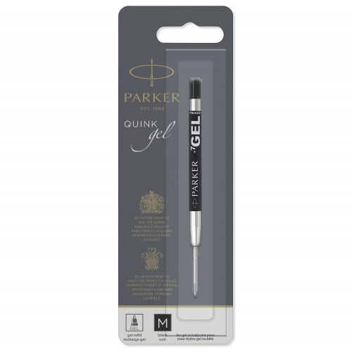 PARKER recharge bille gel - pointe moyenne - noire - blister X 1