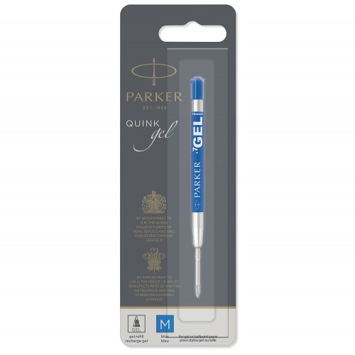 PARKER recharge bille gel - pointe moyenne - bleue - blister X 1