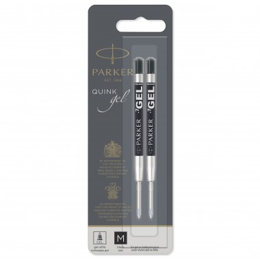 PARKER recharge bille gel - pointe moyenne - noire - blister X 2