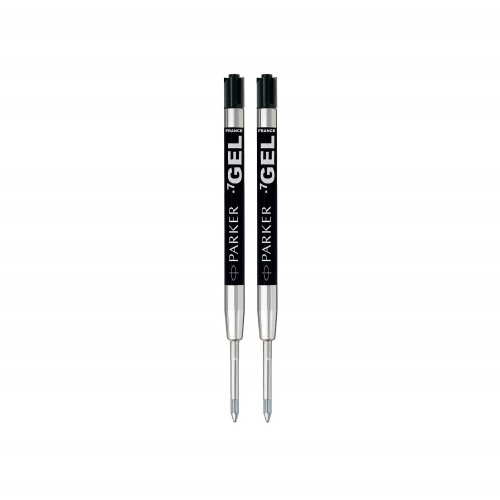 PARKER recharge bille gel - pointe moyenne - noire - blister X 2