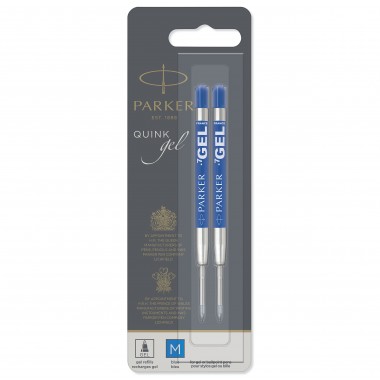 PARKER recharge bille gel - pointe moyenne - bleue - blister X 2