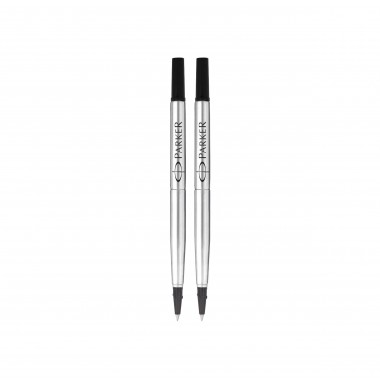 PARKER recharge Stylo Roller, pointe moyenne, noire, blister X 2