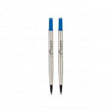 PARKER recharge Stylo Roller, pointe moyenne, bleue, blister X 2