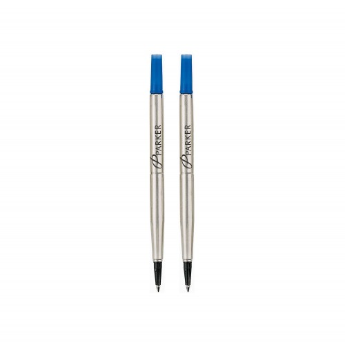 PARKER recharge Stylo Roller - pointe moyenne - bleue - blister X 2