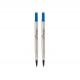 PARKER recharge Stylo Roller, pointe moyenne, bleue, blister X 2