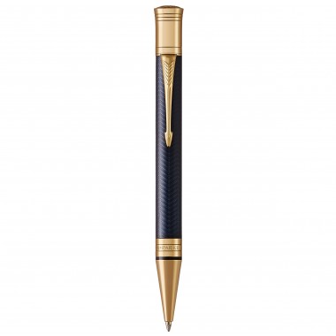 PARKER Duofold Prestige Stylo bille - Chevron Bleu - Recharge noire pointe moyenne - Coffret cadeau