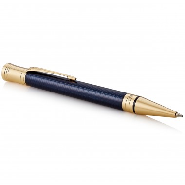 PARKER Duofold Prestige Stylo bille, Chevron Bleu, Recharge noire pointe moyenne, Coffret cadeau