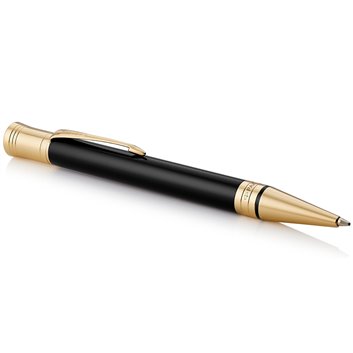 PARKER Duofold Stylo bille, Noir, Recharge noire pointe moyenne, Coffret cadeau