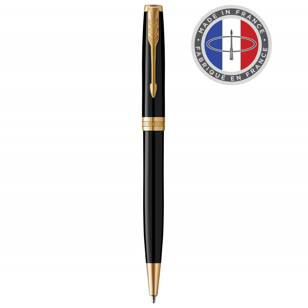 PARKER Sonnet Stylo bille, Noir, Recharge noire pointe moyenne, Coffret  cadeau