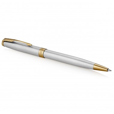 PARKER Sonnet Stylo bille, acier inoxydable, Recharge noire pointe moyenne, Coffret cadeau