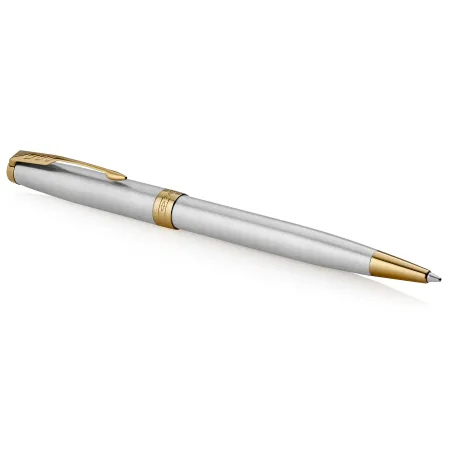 PARKER Sonnet Stylo bille, acier inoxydable, Recharge noire pointe moyenne, Coffret cadeau
