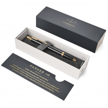 PARKER IM Stylo bille - Noir - recharge bleue pointe moyenne - Coffret cadeau