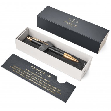 PARKER IM Premium Stylo bille, noir, recharge bleue pointe moyenne, Coffret cadeau