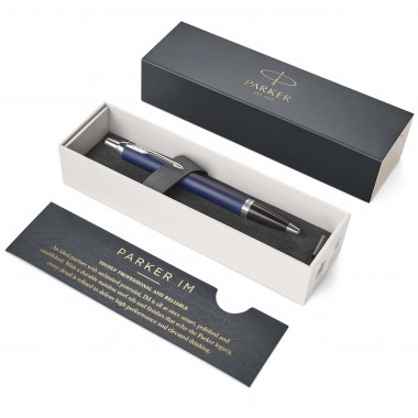 PARKER IM Stylo bille, bleu mat, recharge bleue pointe moyenne, Coffret cadeau