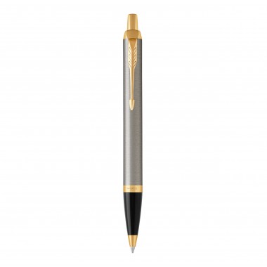 PARKER IM Stylo bille - métal brossé - recharge bleue pointe moyenne - Coffret cadeau