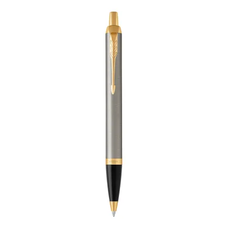 PARKER IM Stylo bille - métal brossé - recharge bleue pointe moyenne - Coffret cadeau