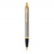 PARKER IM Stylo bille - métal brossé - recharge bleue pointe moyenne - Coffret cadeau