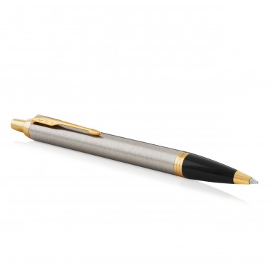 PARKER IM Stylo bille - métal brossé - recharge bleue pointe moyenne - Coffret cadeau
