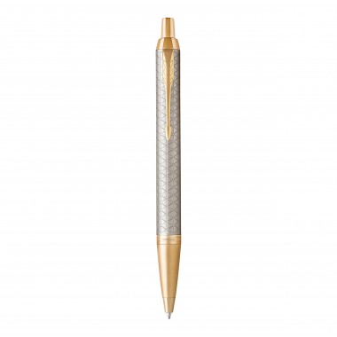 PARKER IM Premium Stylo bille - gris argenté - recharge bleue pointe moyenne - Coffret cadeau