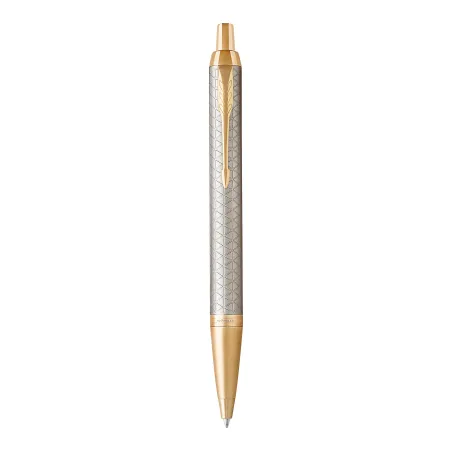 PARKER IM Premium Stylo bille - gris argenté - recharge bleue pointe moyenne - Coffret cadeau