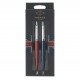 PARKER Jotter London Set : Stylo bille rouge Kensington - recharge bleue pointe moyenne + Stylo bleu royal - recharge gel noire 