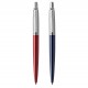 PARKER Jotter London Set : Stylo bille rouge Kensington, recharge bleue pointe moyenne + Stylo bleu royal, recharge gel noire 0.