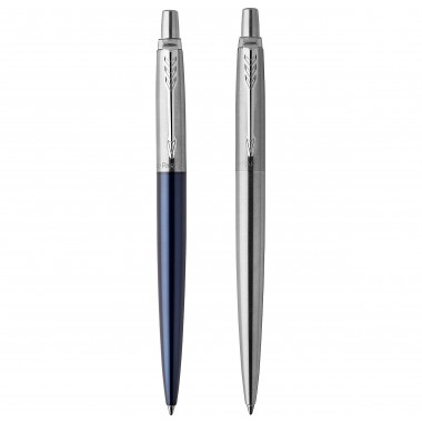 PARKER Jotter London - Blister Duo Discovery : Stylo bille bleu royal (recharge bleue) + Stylo bille acier (Recharge gel noire 0