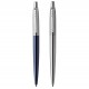 PARKER Jotter London, Blister Duo Discovery : Stylo bille bleu royal (recharge bleue) + Stylo bille acier (Recharge gel noire 0.