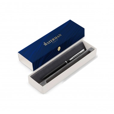 WATERMAN Graduate Allure Stylo bille,  laque noire satinée, recharge encre bleue pointe moyenne, Coffret cadeau