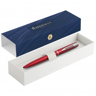 WATERMAN Graduate Allure Stylo bille -  laque rouge satinée - recharge encre bleue pointe moyenne - Coffret cadeau