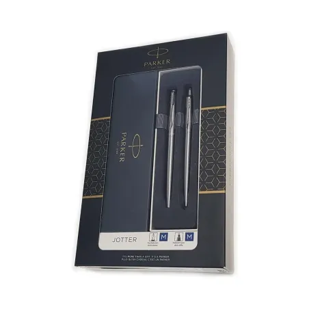 PARKER Jotter coffret cadeau Duo : Stylo bille + Stylo plume - acier