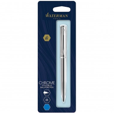 WATERMAN  Graduate Allure Stylo bille,  Métal brillant, recharge bleue pointe moyenne, en blister