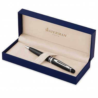 WATERMAN Expert Stylo bille - laque noire mate - recharge bleue pointe moyenne - Coffret cadeau