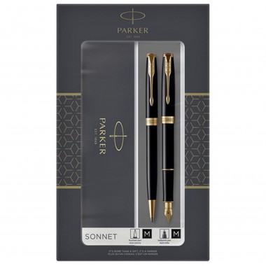 PARKER Sonnet Coffret cadeau Duo : Stylo bille noir + Stylo plume - noir