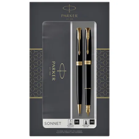 PARKER Sonnet Coffret cadeau Duo : Stylo bille noir + Stylo plume - noir