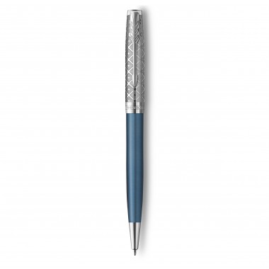 PARKER Sonnet Premium Stylo bille - métal et laque Bleu - Recharge noire pointe moyenne - Coffret cadeau
