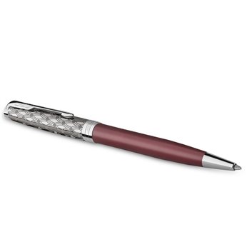 PARKER Sonnet Premium Stylo bille, métal et laque Rouge, Recharge noire pointe moyenne, Coffret cadeau