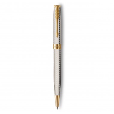 PARKER Sonnet Premium Stylo bille - Argent  Mistral (Argent massif) - recharge noire pointe moyenne - Coffret cadeau