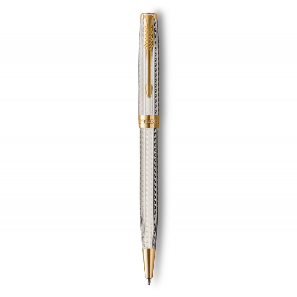 PARKER Sonnet Premium Stylo bille, Argent Mistral (Argent massif), recharge  noire pointe moyenne, Coffret cadeau