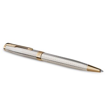 PARKER Sonnet Premium Stylo bille - Argent  Mistral (Argent massif) - recharge noire pointe moyenne - Coffret cadeau