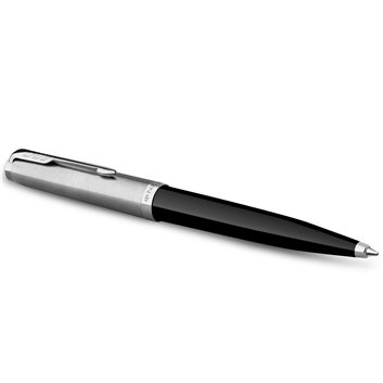 PARKER 51 Stylo Bille - Corps Résine Noire + Capuchon inox poli - Recharge noire pointe moyenne - Coffret cadeau