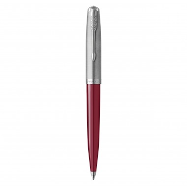 PARKER 51 Stylo Bille - Corps Résine Bordeau + Capuchon inox poli - Recharge noire pointe moyenne - Coffret cadeau