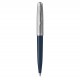 PARKER 51 Stylo Bille - Résine Bleu nuit et  Capuchon inox poli - Recharge noire pointe moyenne - Coffret cadeau