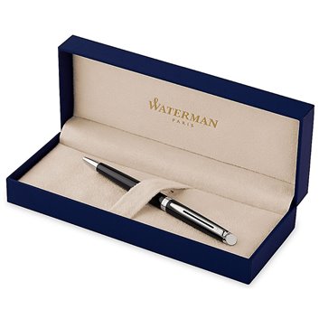 WATERMAN Hemisphere Stylo bille, noir brillant, recharge bleue pointe moyenne, Coffret cadeau + étui bleu