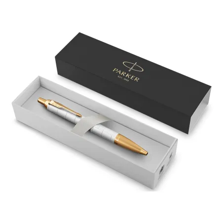 PARKER IM PREMIUM Stylo bille, Perle, recharge bleue pointe moyenne, Coffret cadeau