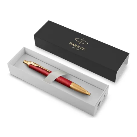 PARKER IM PREMIUM Stylo bille, Rouge, recharge bleue pointe moyenne, Coffret cadeau