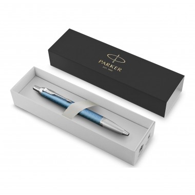 PARKER IM PREMIUM Stylo bille, Bleu gris, recharge bleue pointe moyenne, Coffret cadeau