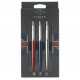 PARKER Jotter London Set : Stylo bille bleu royal + Stylo gel rouge Kensington + Portemine acier 0